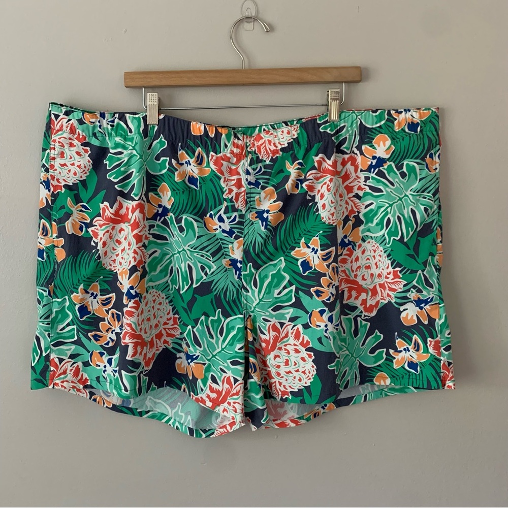 Men’s Reel Legends Swim Shorts Tropical Print Trunks Athletic Flat Swim Size 3X
